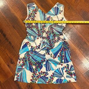 1960s Floral Blue & White Sleeveless Dress